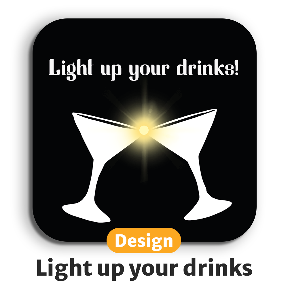 Leuchtende LED-Untersetzer mit gratis Ersatzbatterien