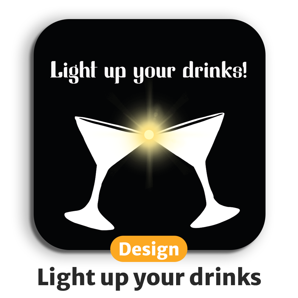 Leuchtende LED-Untersetzer mit gratis Ersatzbatterien