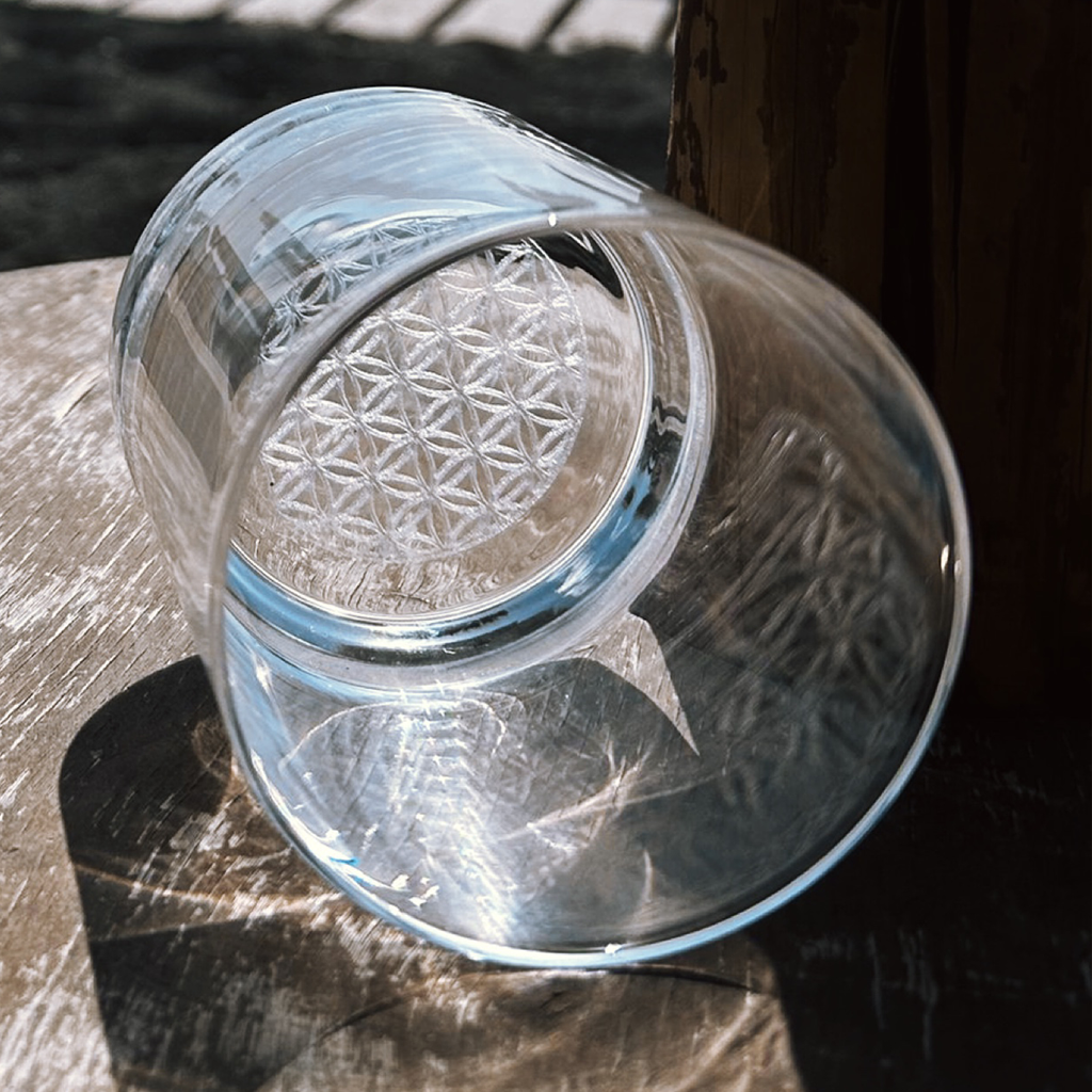 2 Casa Vivida Kristallgläser mit Glasboden-Gravur